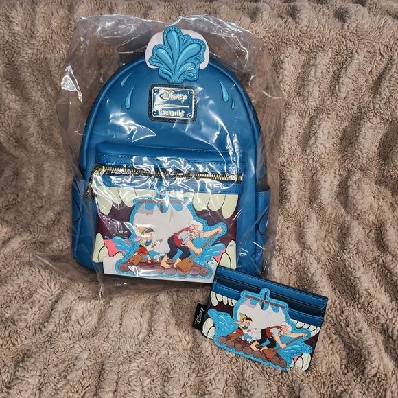 LOUNGEFLY Pinocchio Monstro Backpack & Cardholder - Picture 4 of 8